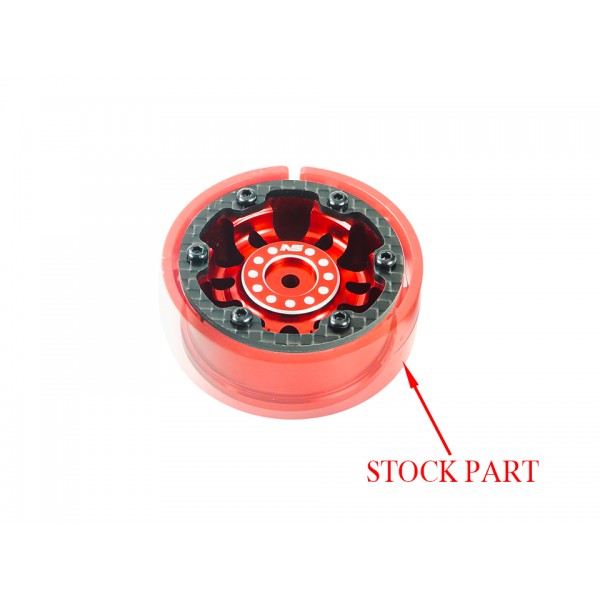 CNC Aluminum / Carbon Fiber Rim Set (RED) - FMS FCX24 Power Wagon