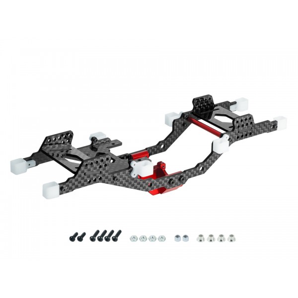 Aluminum/ Carbon Fiber Conversion Chassis Kit (RED) - FMS FCX24