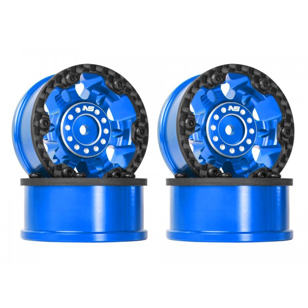 CNC Aluminum / Carbon Fiber Rim Set (BLUE) - FMS FCX24 Power Wagon