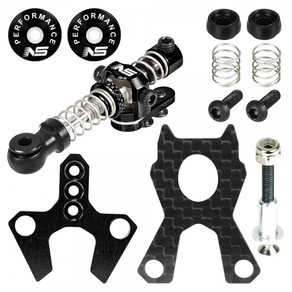 Adjustable Disk Damper w/ Dual-Spring Center Shock Set (BLACK) - Kyosho Mini-Z MR04