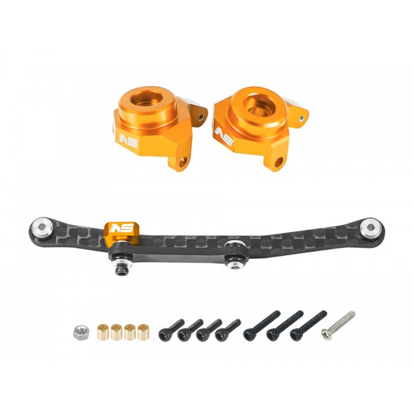 CNC Carbon Steering Links w/ Aluminum Knuckles (GOLD) - AXIAL SCX24 / AX24