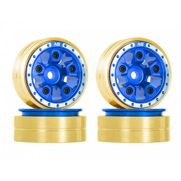 CNC Brass / Aluminum Beadlock Rim Set (BLUE) - AXIAL SCX24 / AX24