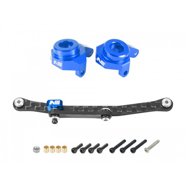 CNC Carbon Steering Links w/ Aluminum Knuckles (BLUE) - AXIAL SCX24 / AX24