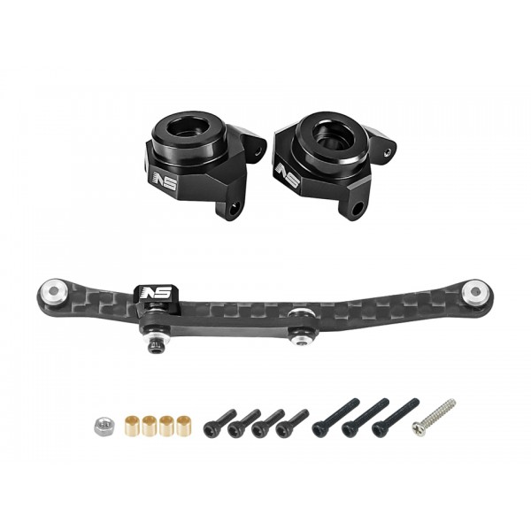 CNC Carbon Steering Links w/ Aluminum Knuckles (BLACK) - AXIAL SCX24 / AX24