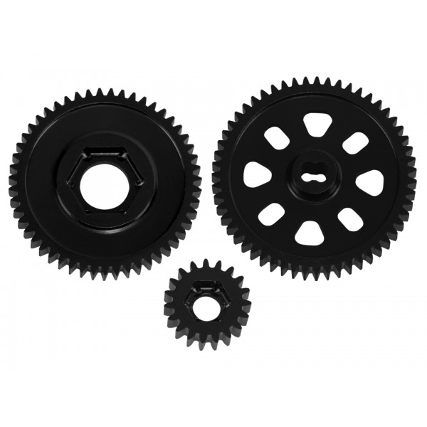 CNC Aluminum Spur and Transmission Gear set (BLACK) - AXIAL SCX24 / AX24